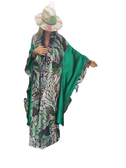 Green Pattern Sequin Designer Kimono