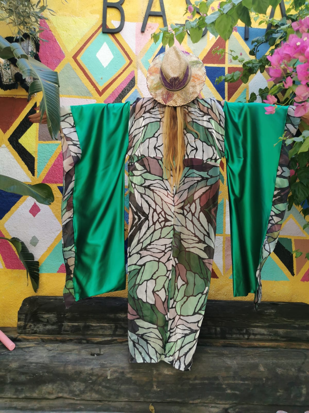 Green Pattern Sequin Designer Kimono