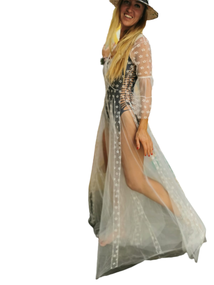 White Tulle Stars Designer Dress