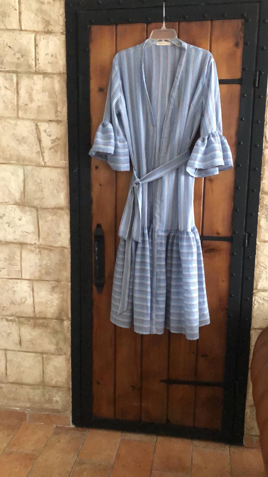 Designer Summer Colorful Blue Stripes Beach Dress