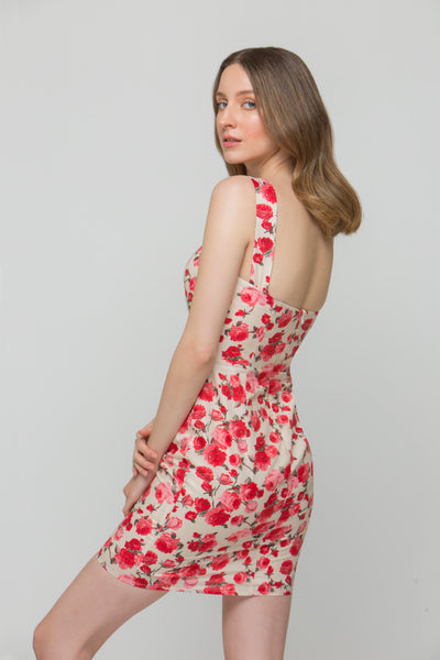 Rose Romance White & Red Designer Dress