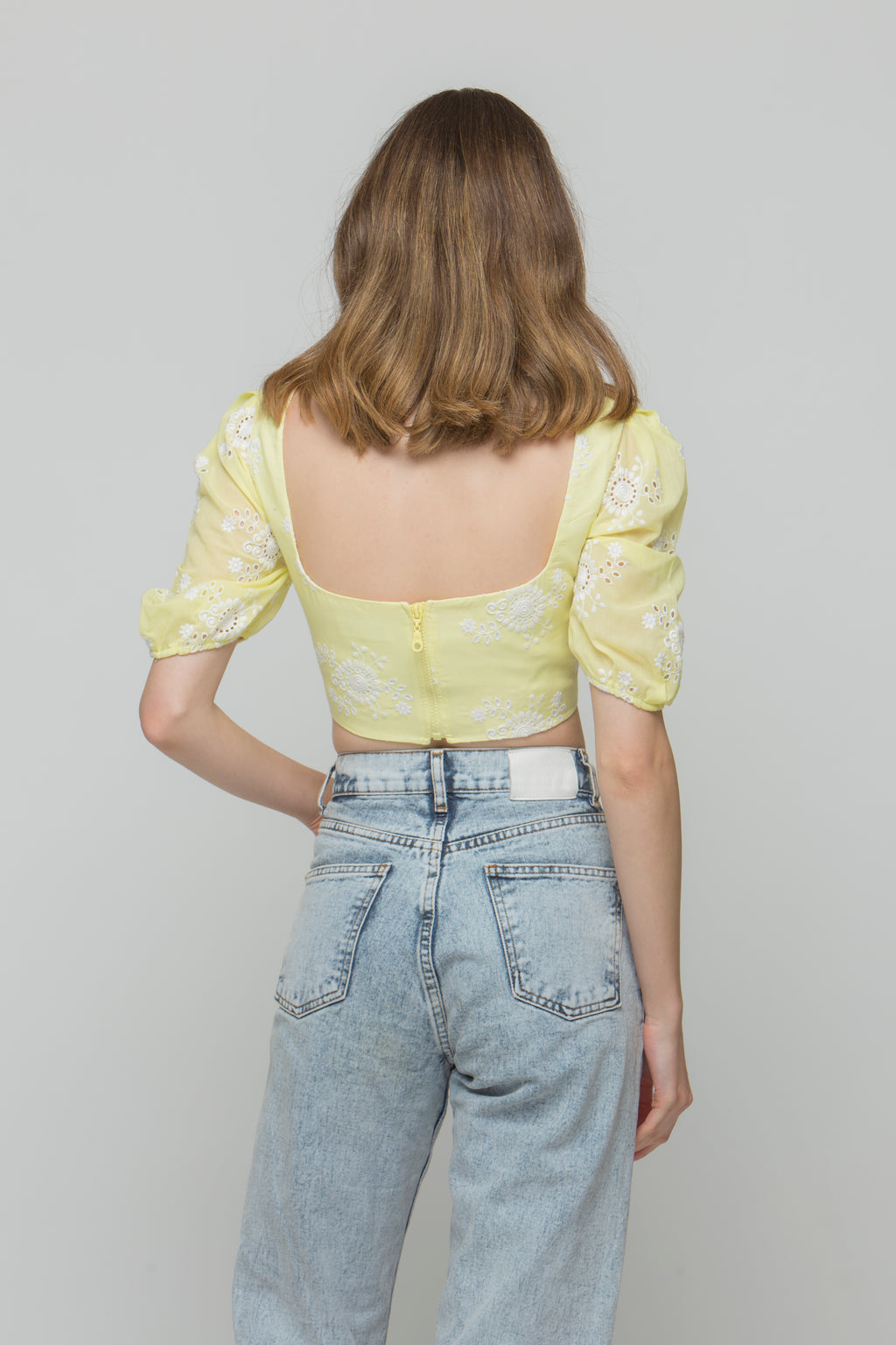 Seaside Whisper Yellow Designer Crop Top