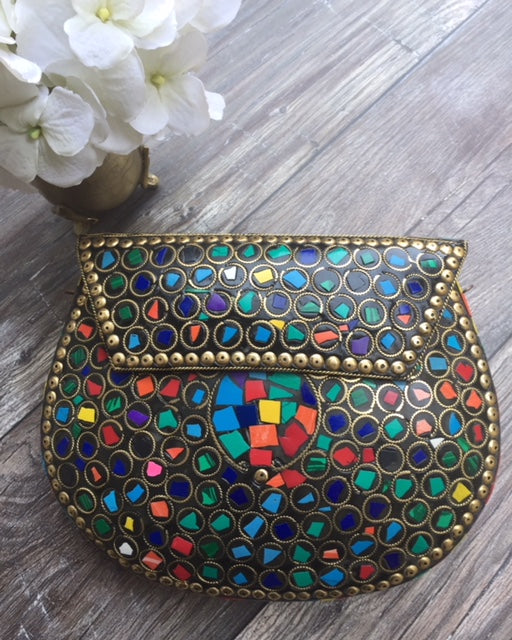 Colorful Designer Mosaic Clutch Bag