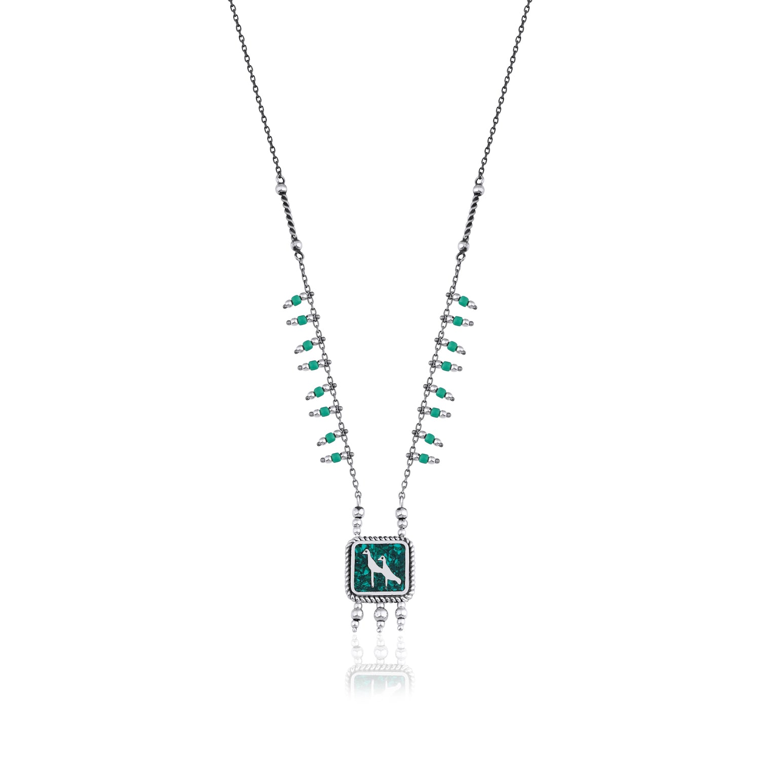 Malachites Crane Necklace