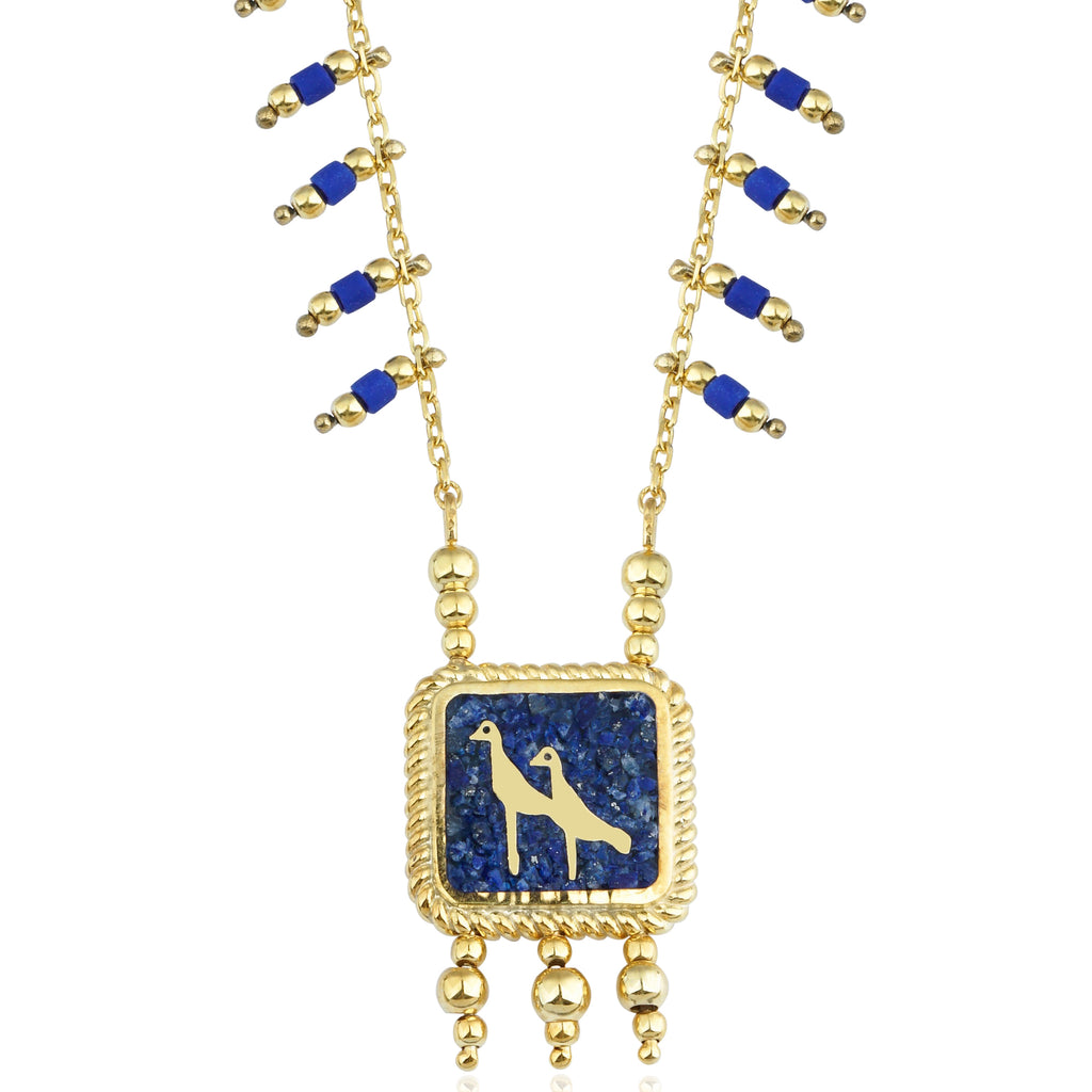 Lapis Crane Necklace