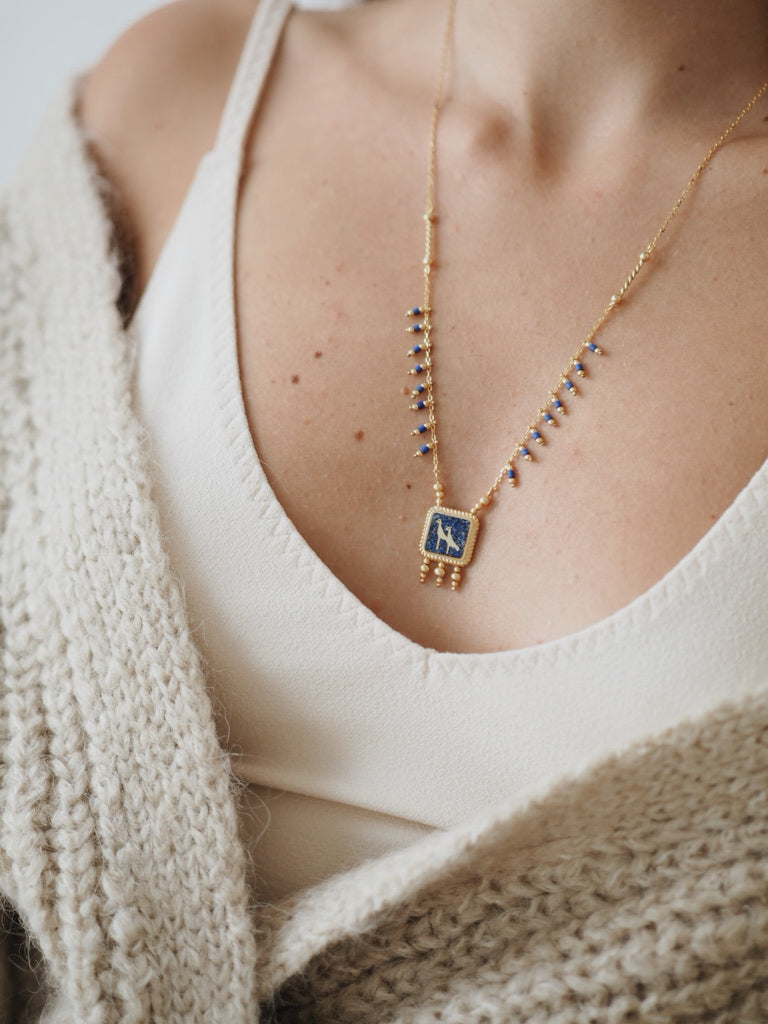 Lapis Crane Necklace