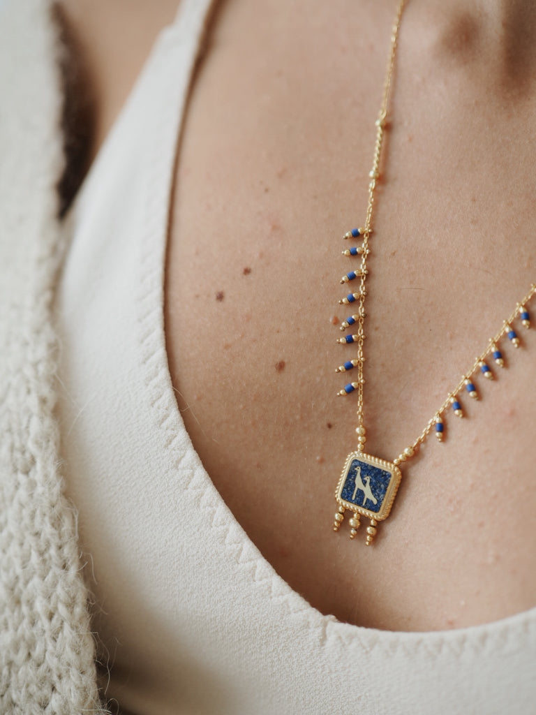 Lapis Crane Necklace