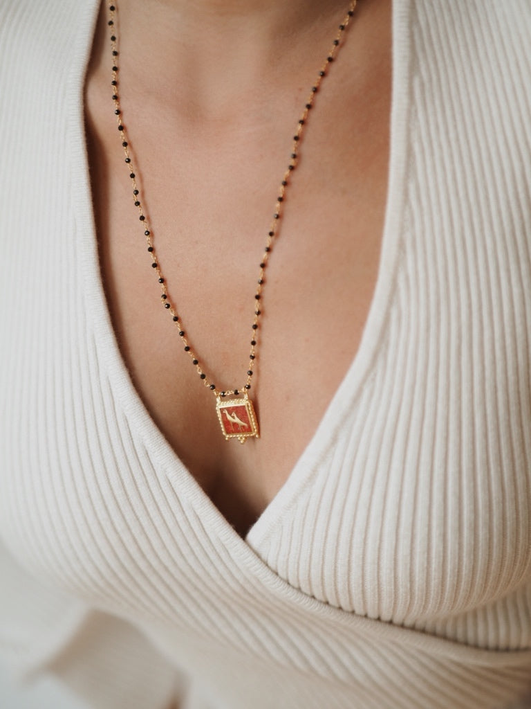 Coral Crane Necklace