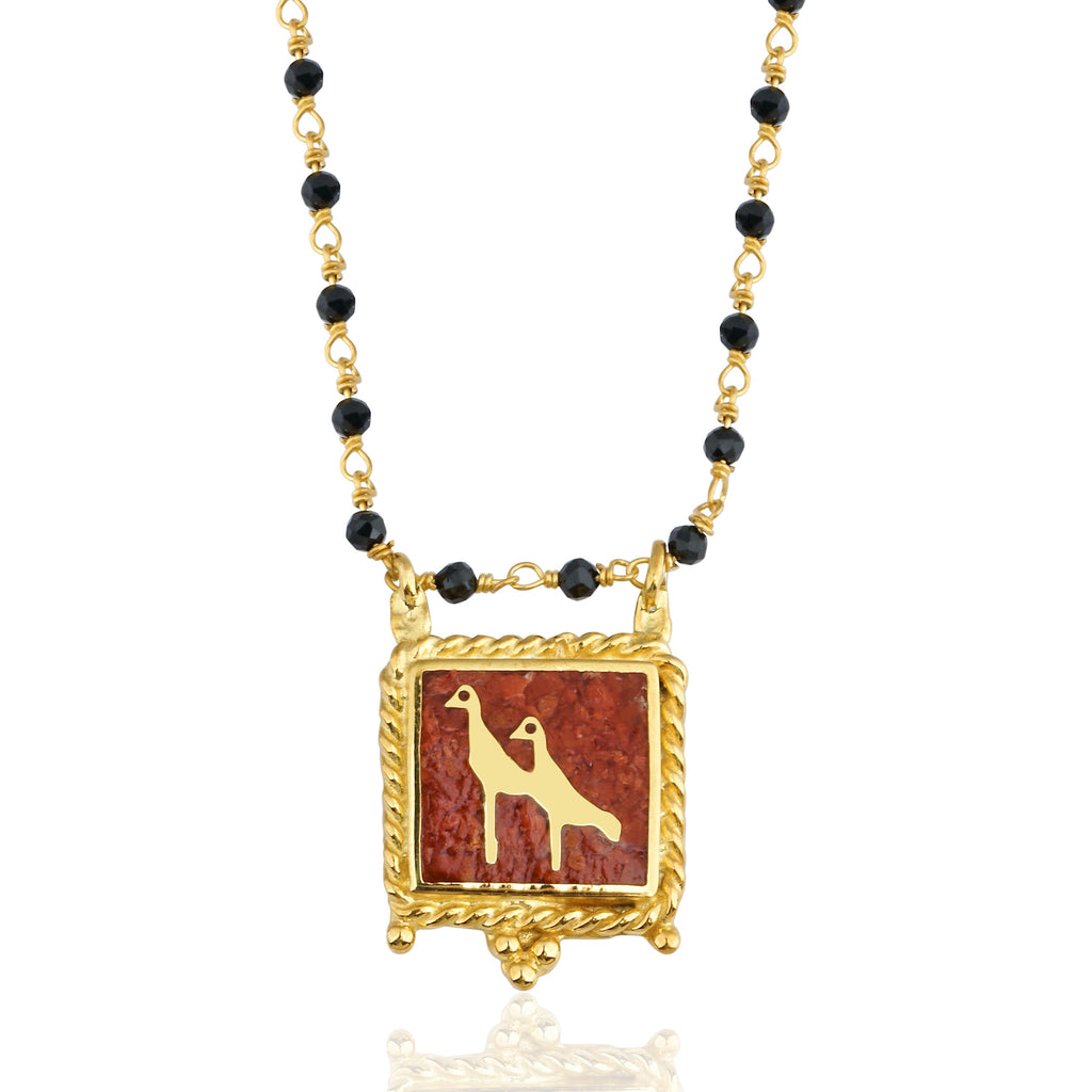 Coral Crane Necklace