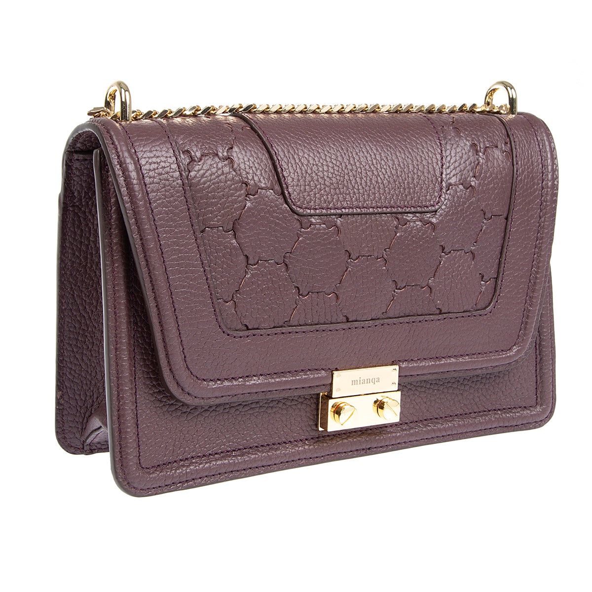 Mualla Designer Leather Shoulder Bag Bordeaux