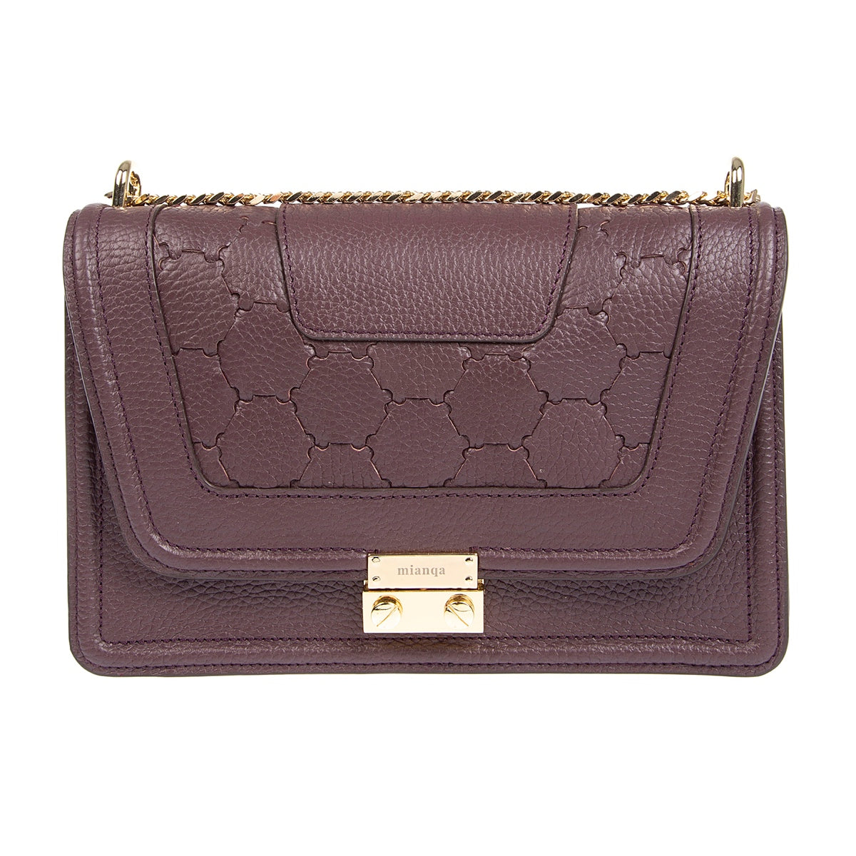 Mualla Designer Leather Shoulder Bag Bordeaux