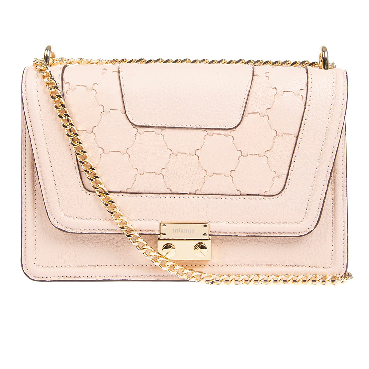 Mualla Designer Leather Shoulder Bag Dust Pink