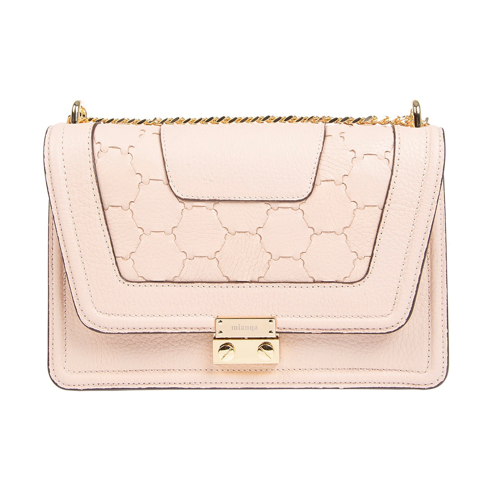 Mualla Designer Leather Shoulder Bag Dust Pink