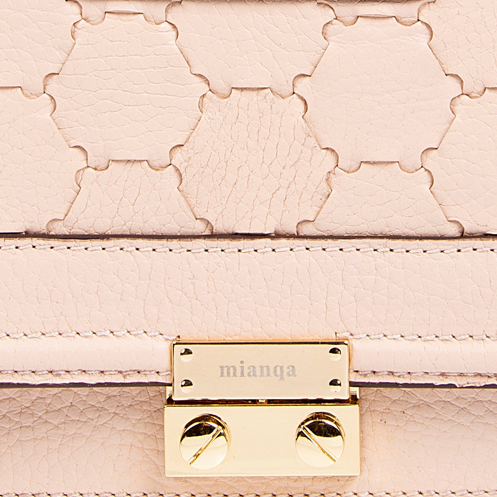 Mualla Designer Leather Shoulder Bag Dust Pink