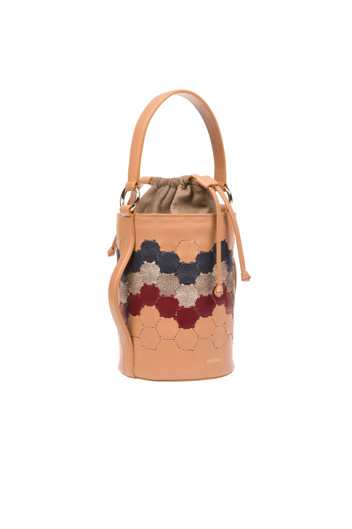 Feride Designer Leather Cylinder Bag Tan