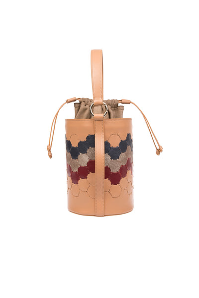 Feride Designer Leather Cylinder Bag Tan