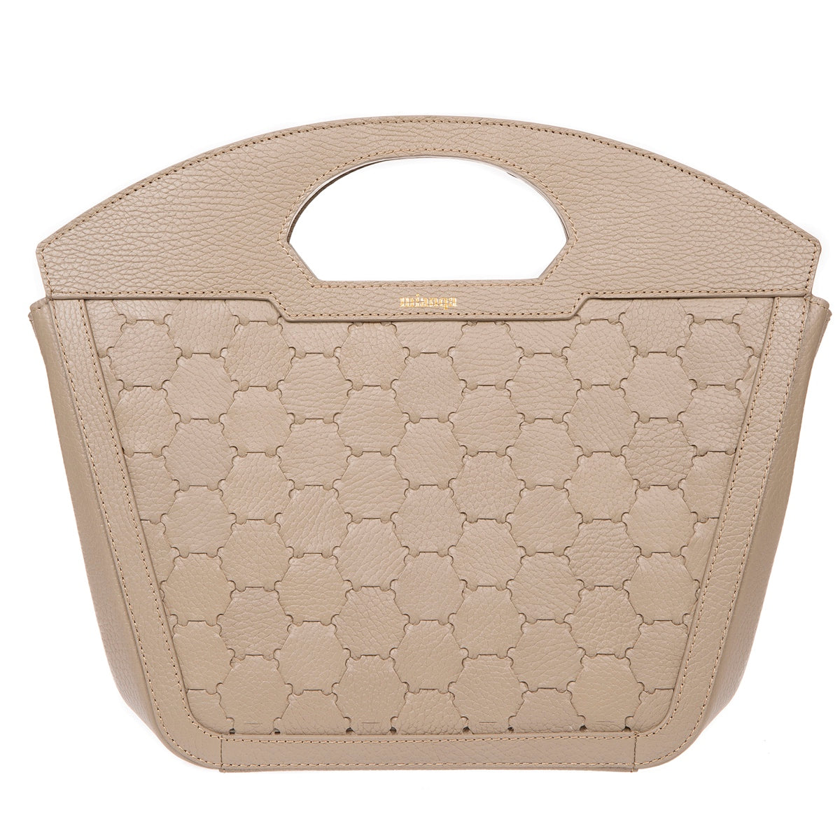 Atife Designer Leather Tote Bag Taupe