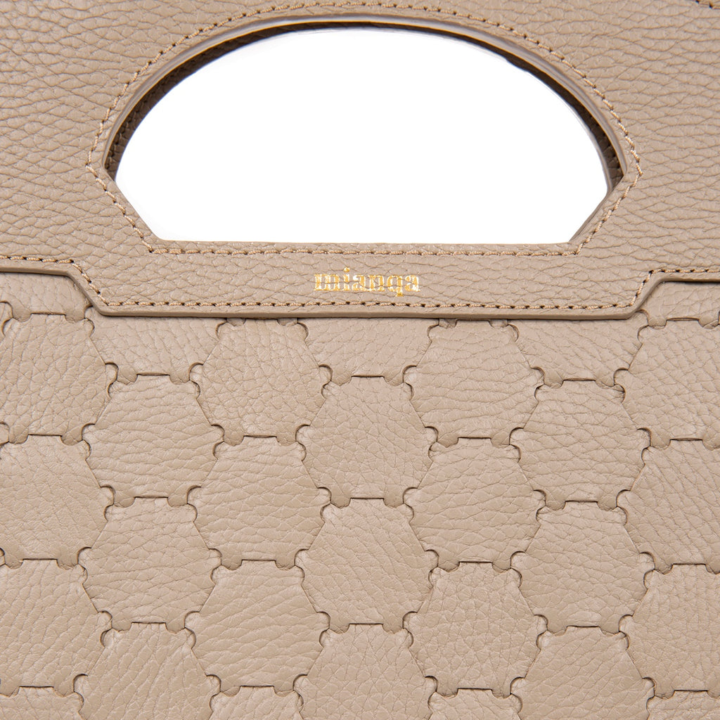 Atife Designer Leather Tote Bag Taupe