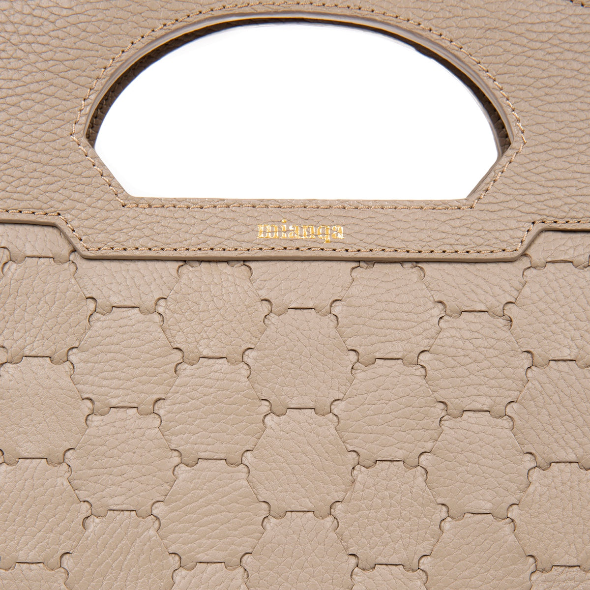 Atife Designer Leather Tote Bag Taupe