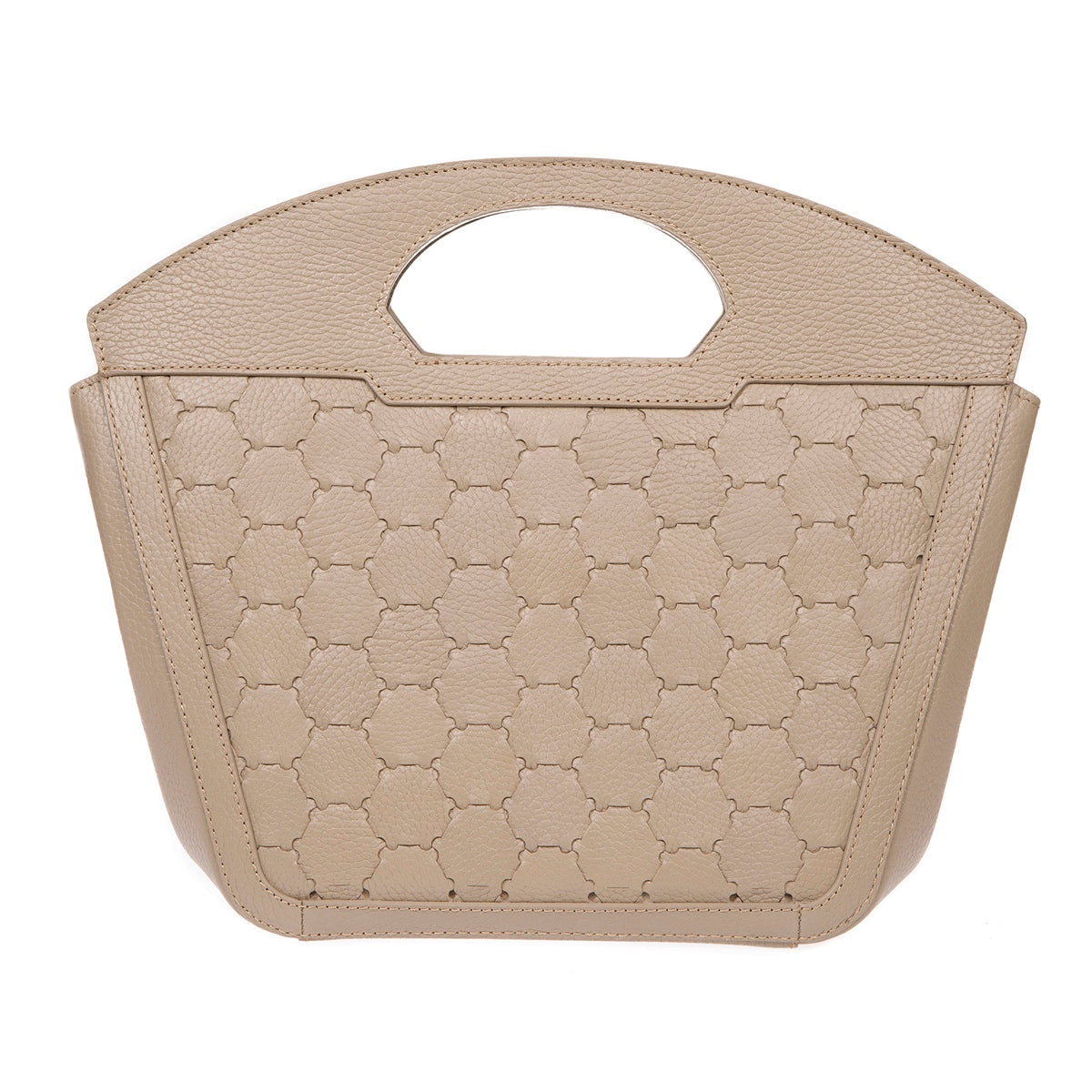 Atife Designer Leather Tote Bag Taupe