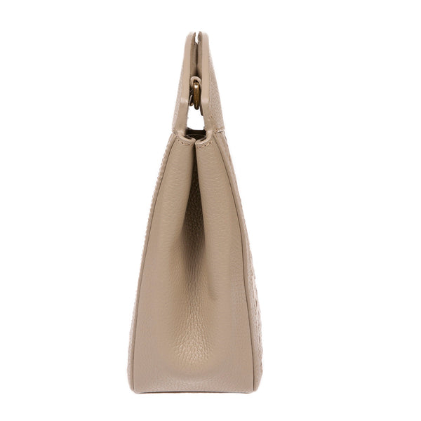Atife Designer Leather Tote Bag Taupe