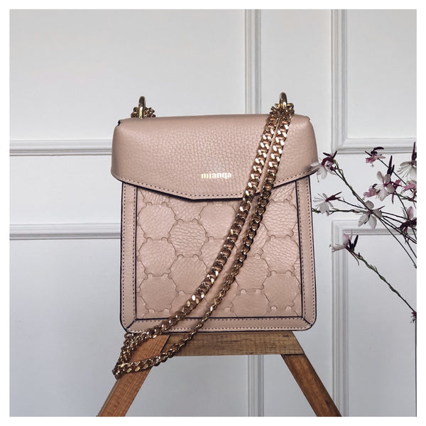 Fureya Designer Leather Crossbody Bag Dust Pink