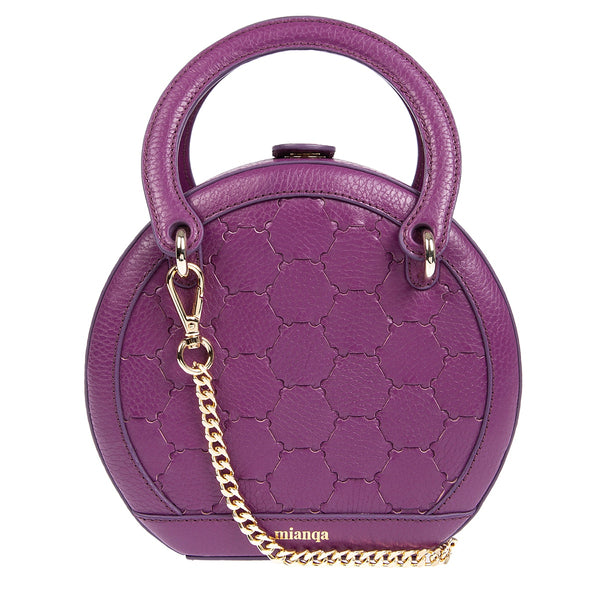 Halide Designer Leather Circle Crossbody Bag Purple