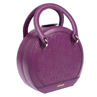 Halide Designer Leather Circle Crossbody Bag Purple