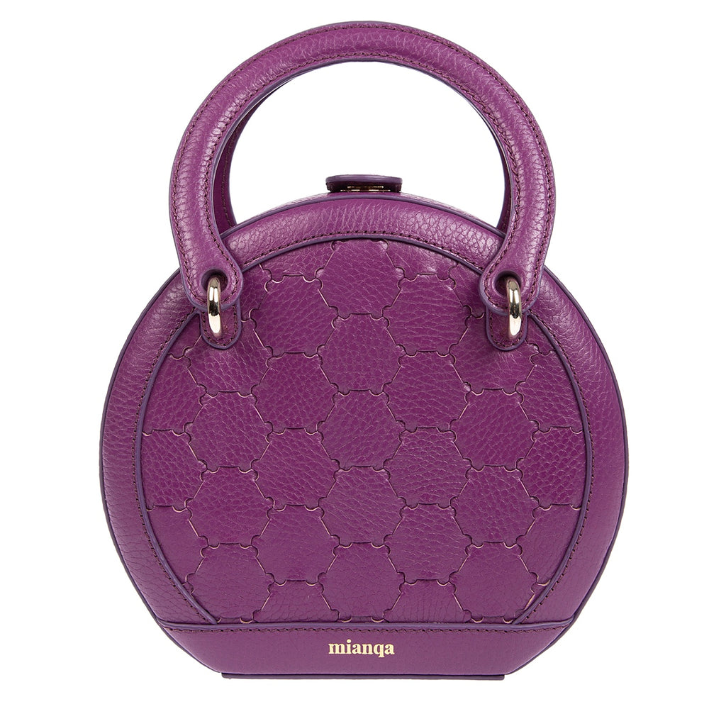 Halide Designer Leather Circle Crossbody Bag Purple