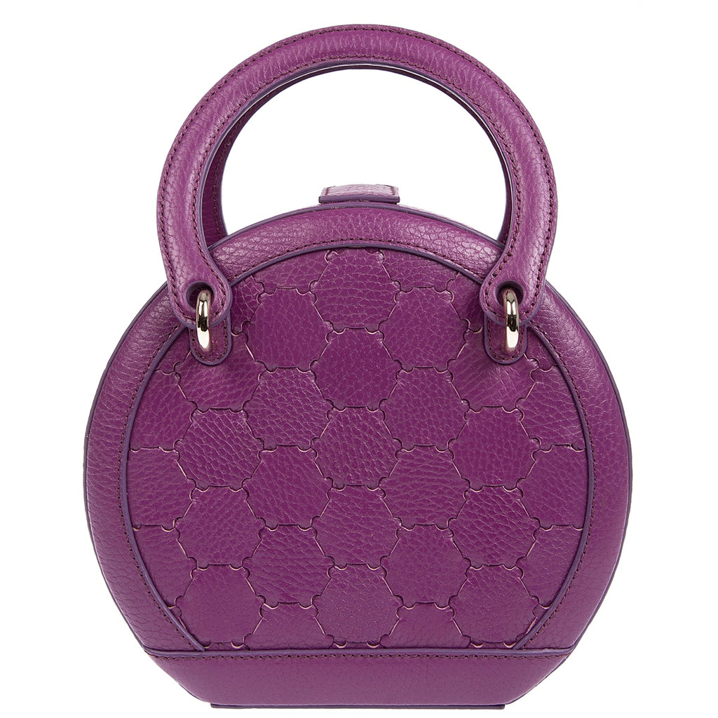 Halide Designer Leather Circle Crossbody Bag Purple