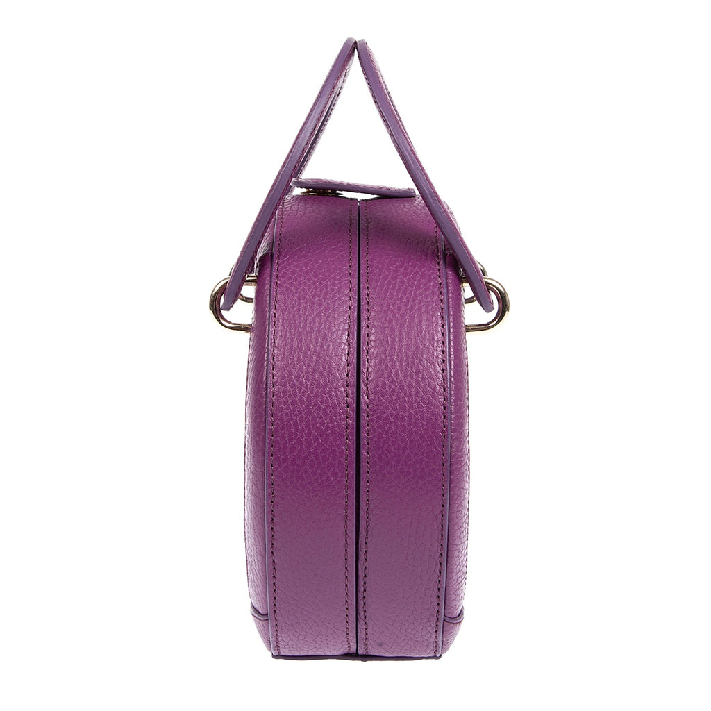 Halide Designer Leather Circle Crossbody Bag Purple
