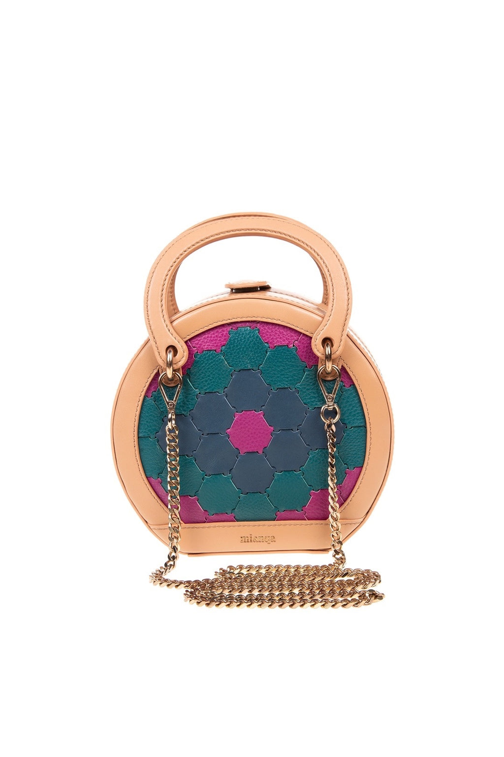 Halide 設計師皮革圓形斜背包 駝色