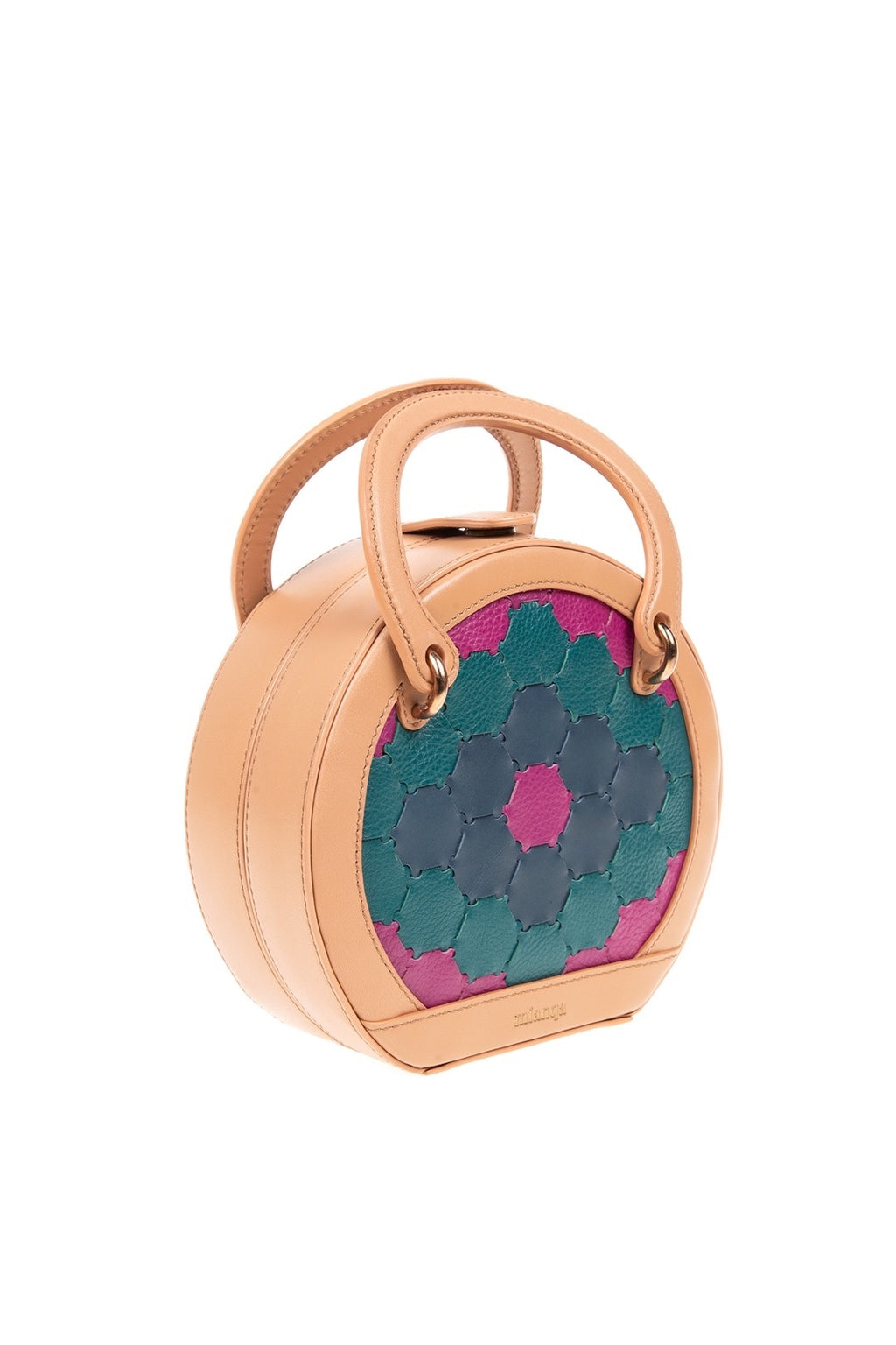 Halide 設計師皮革圓形斜背包 駝色