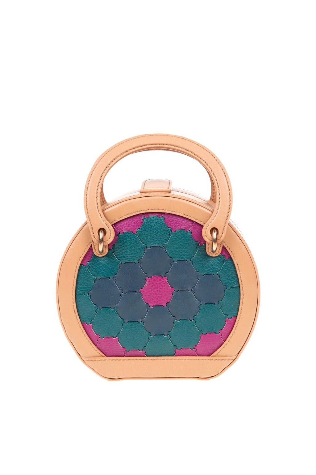 Halide 設計師皮革圓形斜背包 駝色