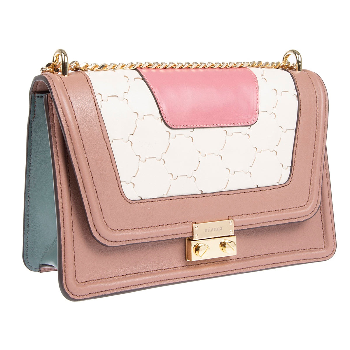 Mualla Designer Leather Shoulder Bag Pink
