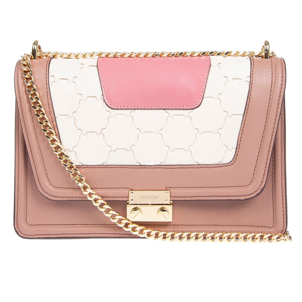 Mualla Designer Leather Shoulder Bag Pink