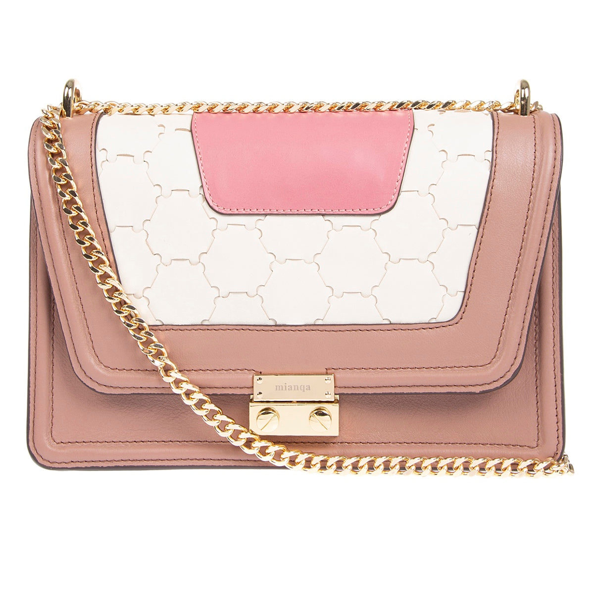 Mualla Designer Leather Shoulder Bag Pink