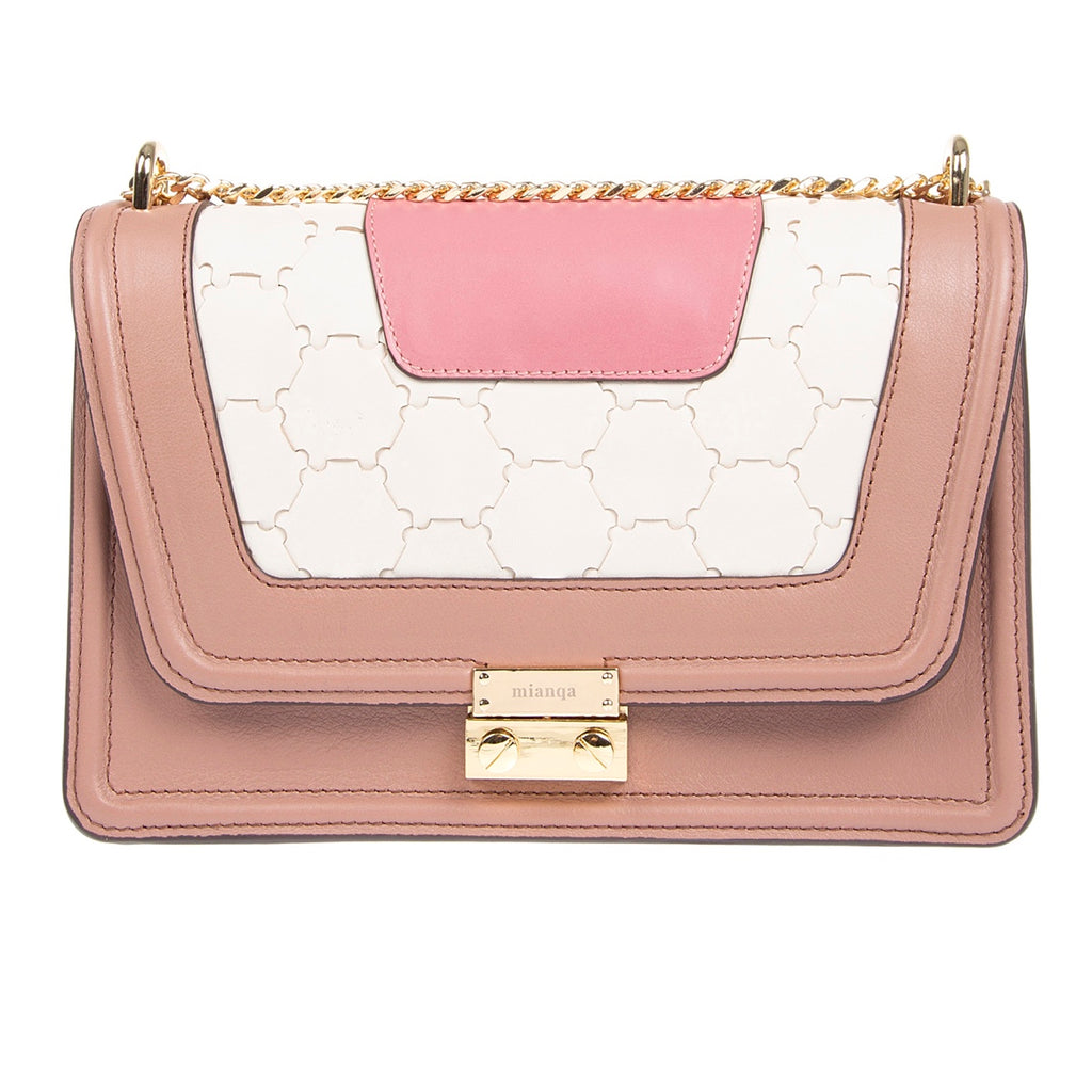 Mualla Designer Leather Shoulder Bag Pink