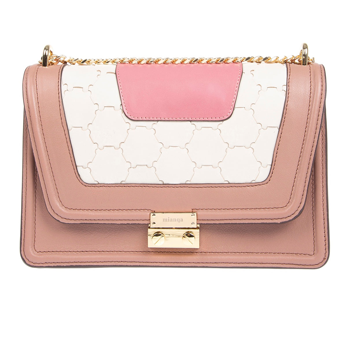Mualla Designer Leather Shoulder Bag Pink