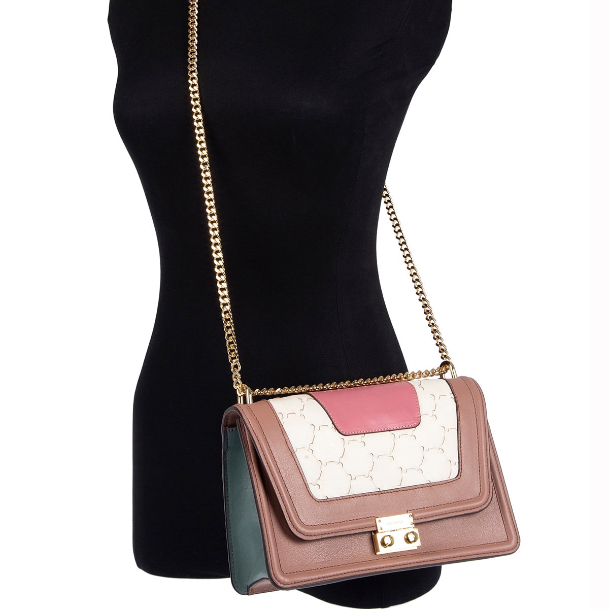 Mualla Designer Leather Shoulder Bag Pink