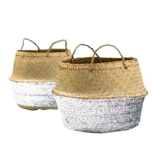 Designer Silver Basket Bag