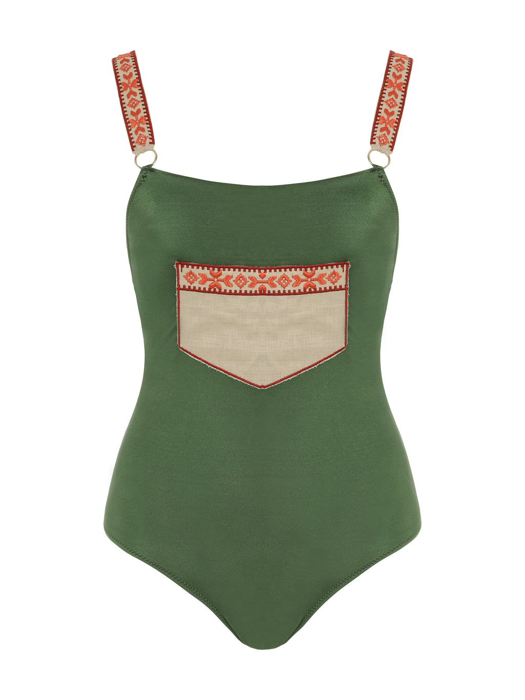 Posh One Piece Designer Khaki Swimsuit