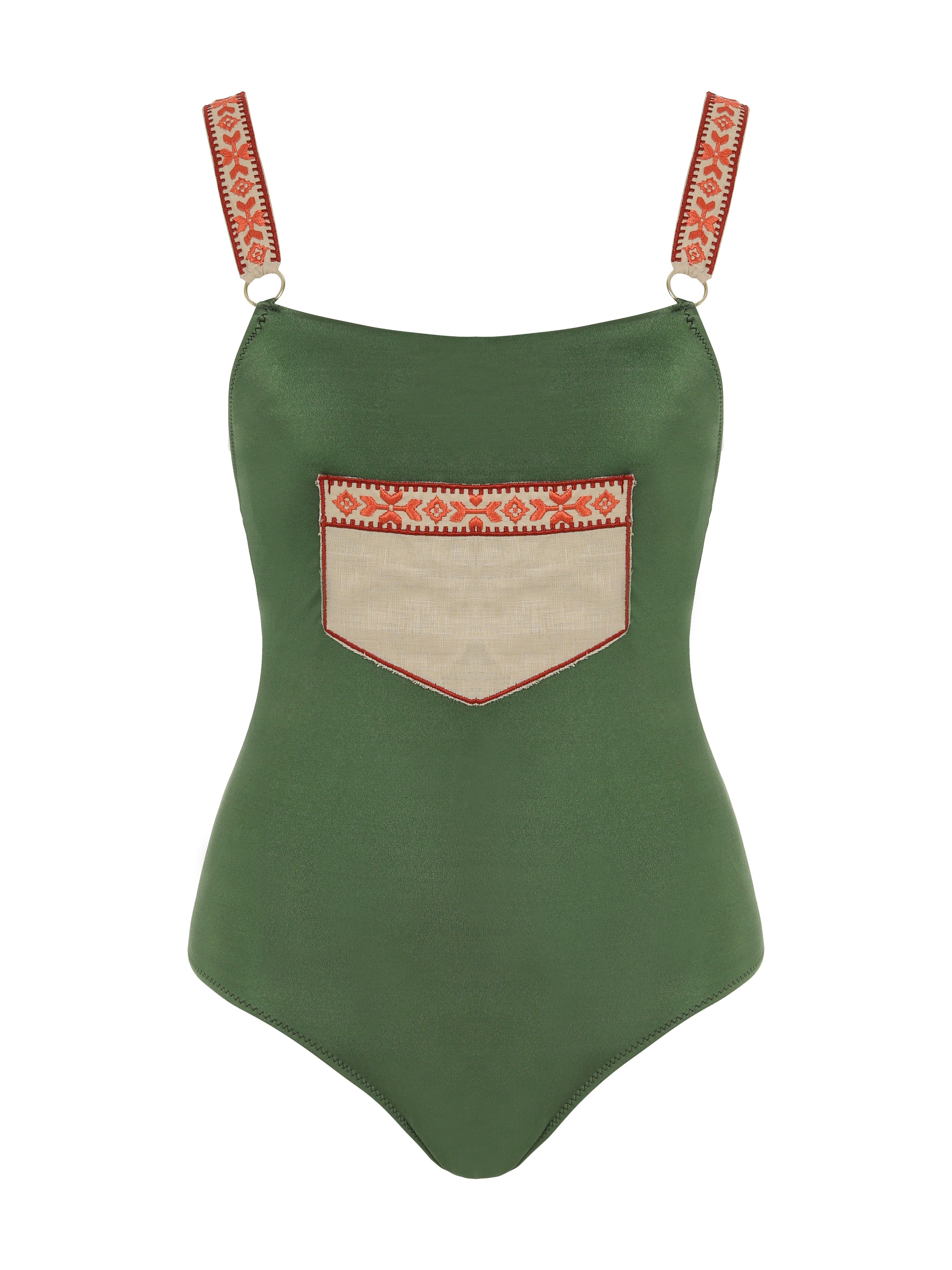 Posh One Piece Designer Khaki Swimsuit
