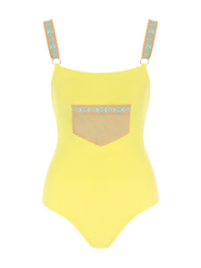Posh One Piece Designer Yellow Swimsuit