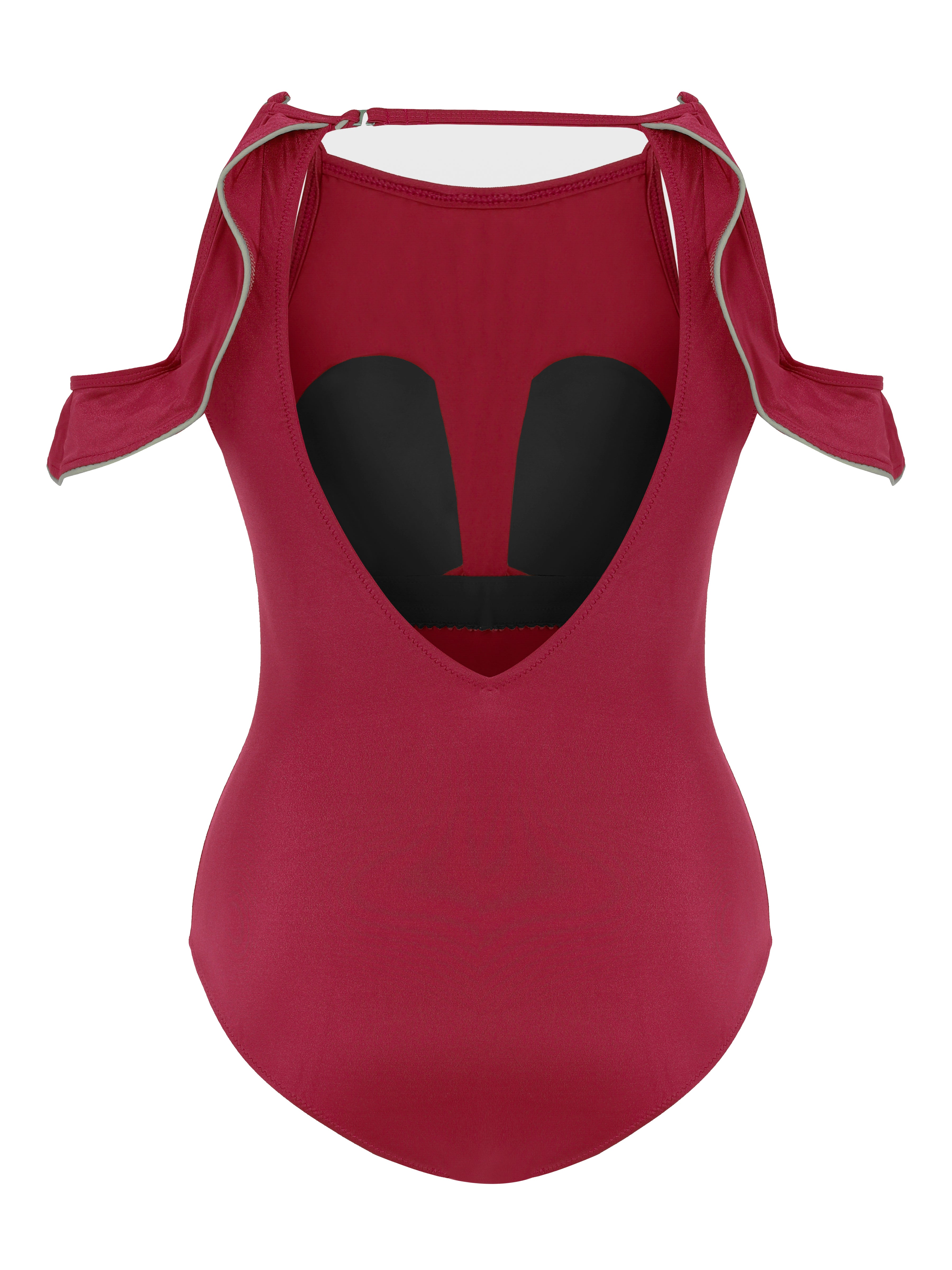 Ruffle One Piece Designer Red Swimuit
