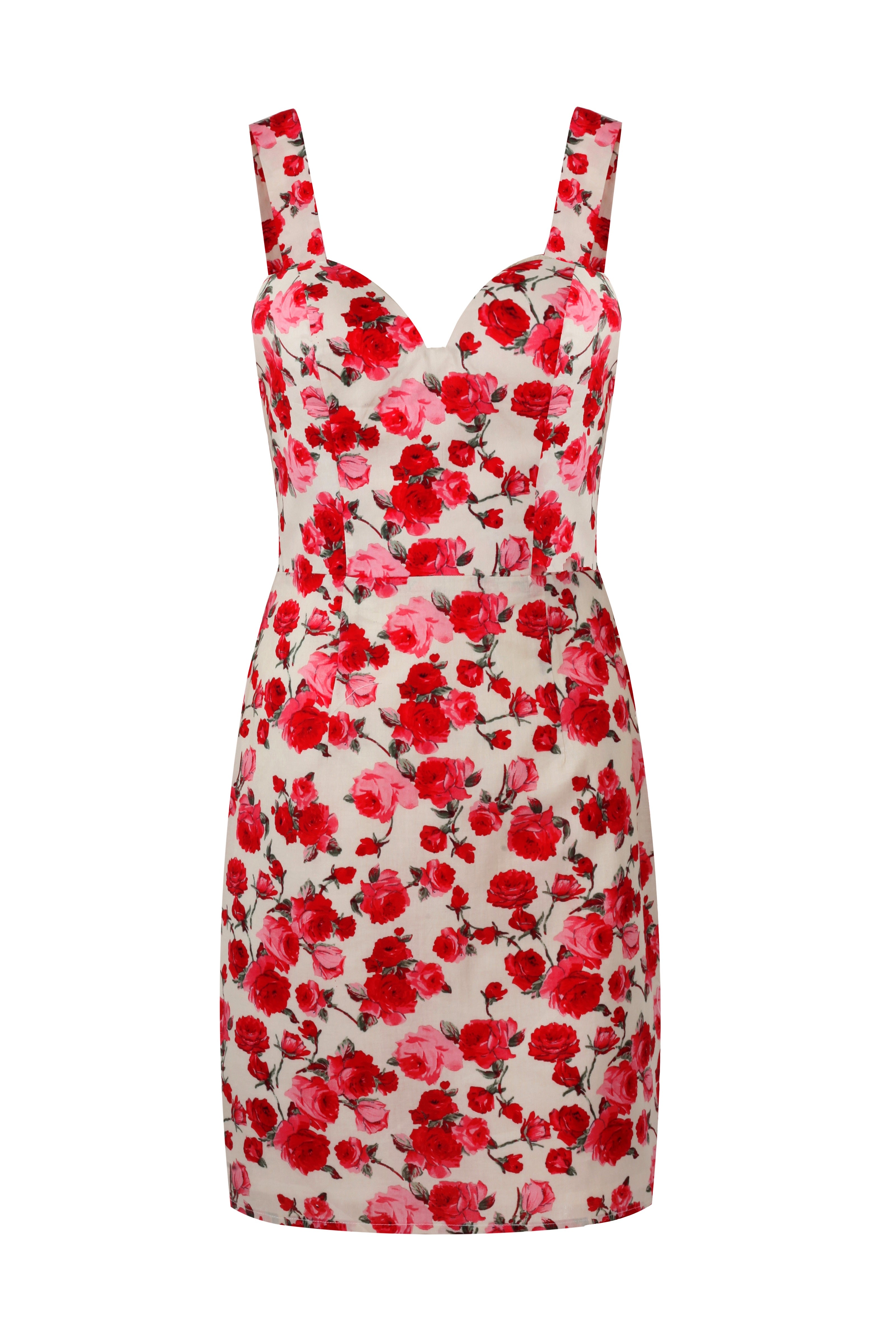 Rose Romance White & Red Designer Dress