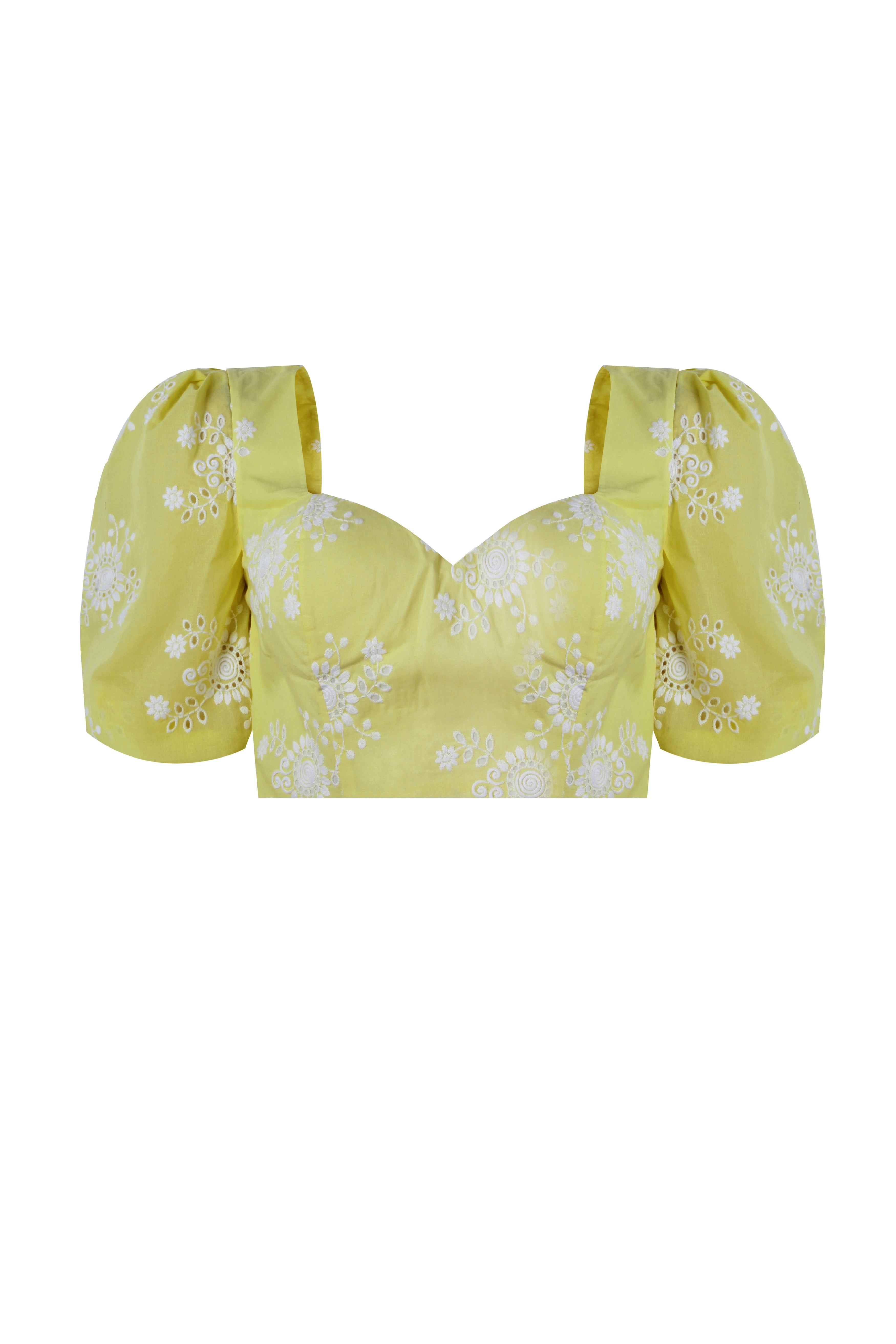Seaside Whisper Yellow Designer Crop Top