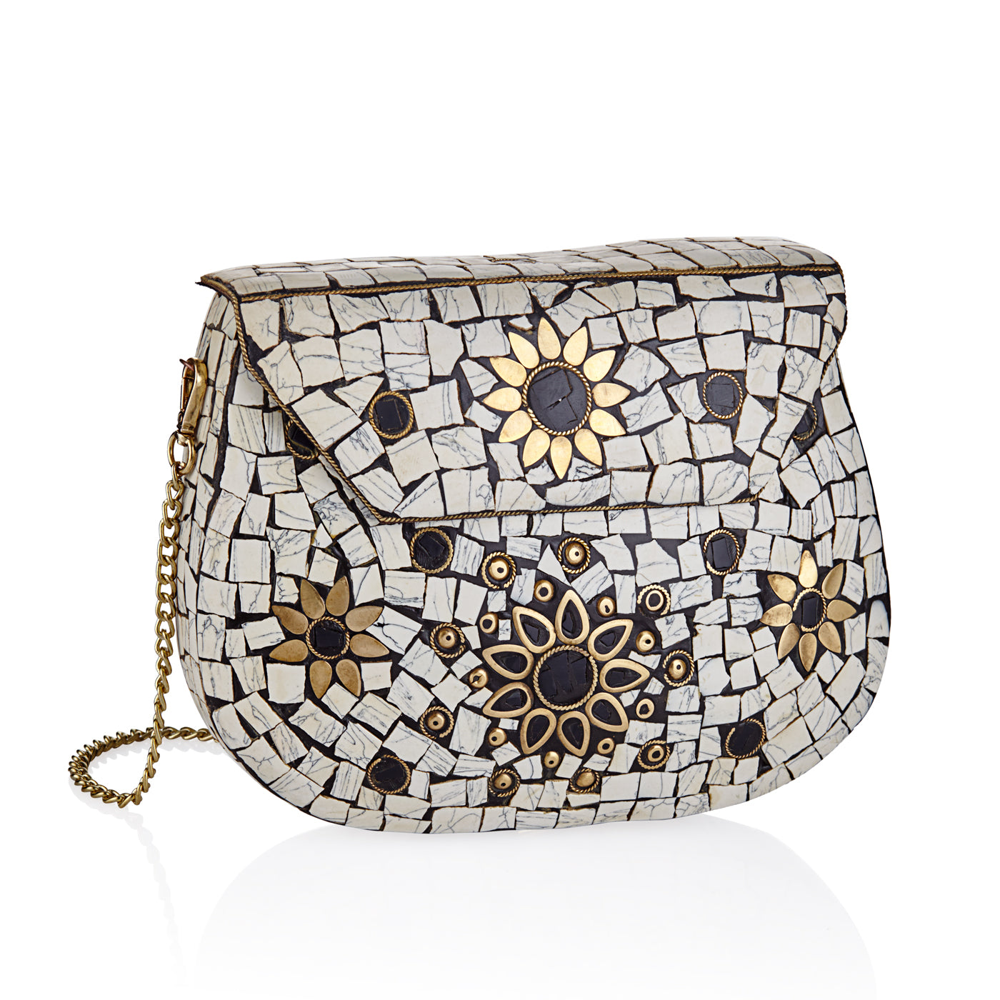 White Mosaic Designer Clutch Bag