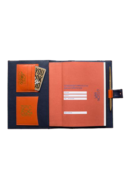 Designer Fancy Note Bag Navy-Orange Mirror