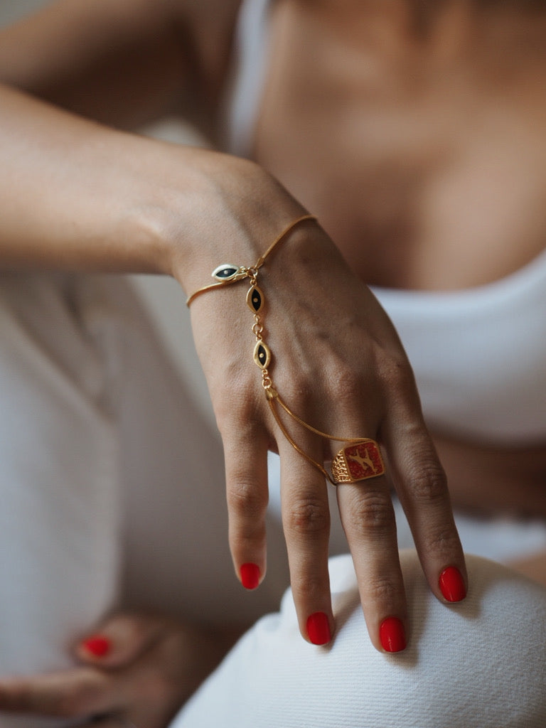 Coral Crane Filigree Ring